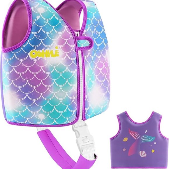 Oshyle Neoprene Mermaid Swim Vest for Kids Adjustable‎ Safety Straps Toddler - Picture 6 of 9